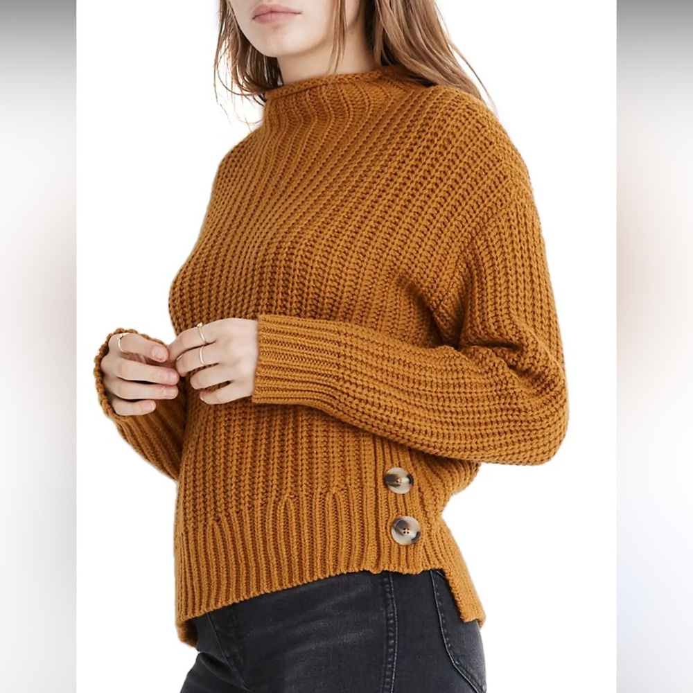 Madewell Mock Neck Side-Button Pullover Sweater